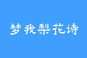 梦我梨花诗