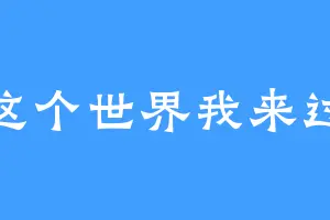 这个世界我来过
