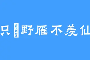 只羨野雁不羡仙